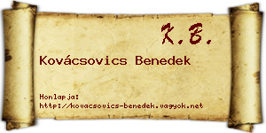 Kovácsovics Benedek névjegykártya