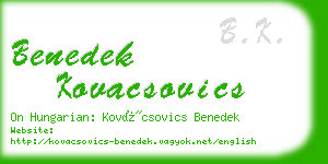 benedek kovacsovics business card